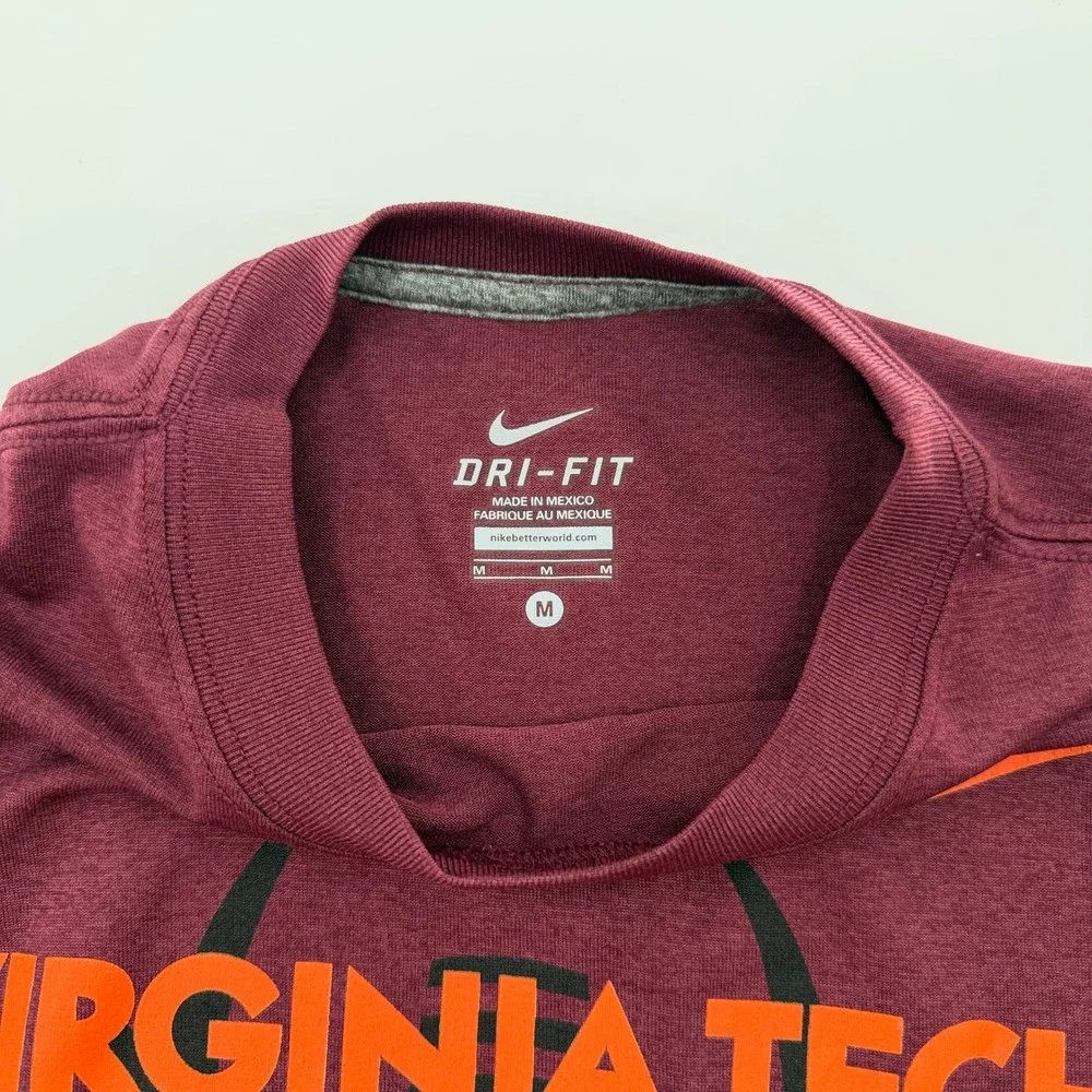 Nike Virginia Tech Hokies Youth M Maroon Dri-Fit Activewear T Shirt Gameday  EUC